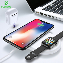 FLOVEME 10W Qi Wireless Charger for iPhone X XS MAX XR Fast Charging Pad 3 in 1 Charger for Apple Watch Wireless Cargador 2024 - buy cheap