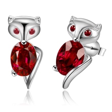 New Arrival big dark red zircon fox Sterling-silver-jewelry Earrings for women fashion jewelry Earring /RMTRGUIN XHWLXYQH 2024 - buy cheap