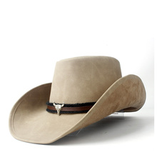 2019 Women Men Leather Western Cowboy Hat For Gentleman Fedora Sombrero Cap Dad Hat 2024 - buy cheap