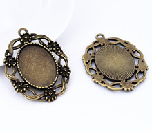 New Fashion 4pcs 18x25mm Inner Size Antique Bronze Plated Flower Style Cabochon Base Cameo Setting Charms Pendant-A4-03 2024 - buy cheap