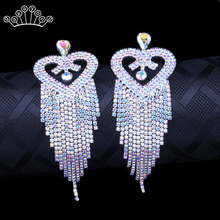 Fashion Crystal Rhinestone Long Tassel Drop Earrings for Women Gold Silver Color Bride Earrings wedding Jewelry Accessories 2024 - buy cheap