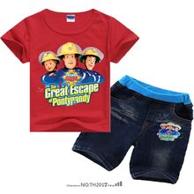 2-8Years  Summer 2018 Brandweerman Firefighter Costume Fireman Clothes Boy Summer Set Toddler Boys Clothing Shirt Set 2024 - buy cheap