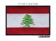 Lebanon 3" wide embroidery flag patch  for a white stripes/army badges/one green tree on it 2024 - buy cheap