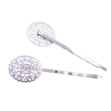 Silver Plated 100piece Hair Pins with 17x21mm Filigree Oval Hairpins Jewelry Findings Hair accessories Wholesale HPF61 2024 - buy cheap