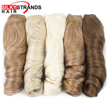 Silky Strands Synthetic Clip-in Hair Extensions 190g one Piece Heat Resistant False Blonde Stretched Wavy Clip in Hair 2024 - buy cheap