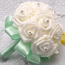 Rosas de espuma artificial para noiva, flores artificiais coloridas de buquê para festa de noiva 2024 - compre barato