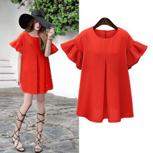 Butterfly Sleeve L-5XL Fat mm Plus Size Dress Loose 2019 Summer New Fashion Elegant Casual Women Dresses Extra Large Hot Sale 2024 - buy cheap