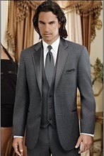 Trajes de novio Tuxedo para boda, chaqueta, pantalones, corbata y chaleco, Color Gris Carbón, novedad 2024 - compra barato