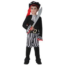Kids Child Black Stripe High Seas Pirate Buccaneer Costumes for Boys Halloween Purim Carnival Masquerade Mardi Gras Outfit 2024 - buy cheap