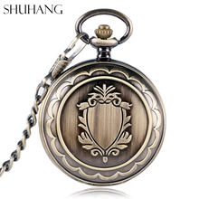 SHUHANG Skeleton Watches Fasgion Shield Case Luxury Mechanical Wind Up Pocket Watch Stylish Bronze Vintage Women's Men's Gifts 2024 - buy cheap