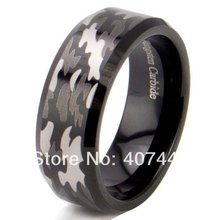 Free Shipping YGK JEWELRY Hot Sales 8MM Bevel Edge Black Hunting Camouflage Men's Tungsten Carbide Wedding Ring 2024 - buy cheap