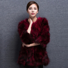 Fur Story 15153 New Women's Winter Fashion Long Raccoon Real Fur Coats for Women Two-Tone Color Fur Coat Luxury Jackets 2024 - buy cheap