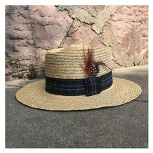 Women Men Pork Pie Sun Hat Feather Panama Hat Summer Beach Hat Lady Wide Brim Boater Beach Sunhat Jazz Hat Size 56-58CM 2024 - buy cheap