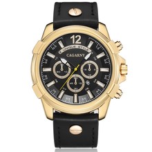 Cagarny Brand New WristWatch Men Luxury Famous Men's Quartz Watches Man Golden Case Leather Strap Casual Male Clock Waterproof 2024 - buy cheap