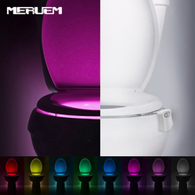 1 Uds. Luz nocturna de baño inteligente LED movimiento del cuerpo activado On/Off asiento luz de noche lámpara de baño 8 colores 2024 - compra barato