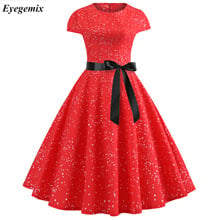 Robe Femme Party Dress Summer 2020 Women Elegant Short Sleeve Floral Print 50S Vintage Dresses Midi Bodycon Red Dress Plus Size 2024 - buy cheap