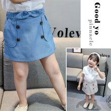 1 2 3 4 Y Baby Skirts Korean Fashion Casual Denim Skirt For Girls Summer 2019 Bow Elastic Waist Toddler Girls Skirt New Arrival 2024 - buy cheap