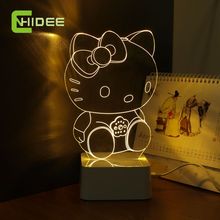 CNHidee Fascinating USB Home Lampe Cute Cartoon Hello Kitty Touch Dimmable 3D Night Light for Children as Bedroom Lampara 2024 - buy cheap