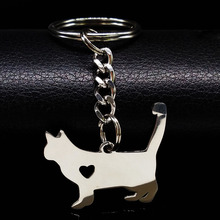 2021 Fashion Cute Pokemon Cat Keychain Silver Color Stainless Steel Keychain for Women Jewelry gato porte cle K72234 2024 - buy cheap