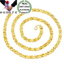 MHXFC-collar de cadena de oro de 24KT para mujer, collar largo de 45cm con corazón de hoja de pez, fiesta de boda, venta al por mayor, Europeo, NL78 2024 - compra barato