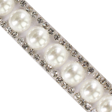 15yards Pearls Diamond Hot Fix Motif Rhinestones Trim Chain Iron on Crystal Trimming for Badgs Shoes Decorated  T2787 2024 - buy cheap