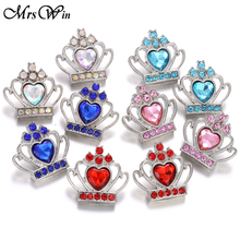 6pcs/lot New 18mm Snap Jewelry Mixed Crystal Crown Metal Rhinestone Snap Buttons Fit Snap Bracelet Bangles Necklaces 2024 - buy cheap