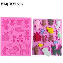 M0192 Animal dog cat bear rabbit giraffe dragonflie seahors sheep Duck dolphin cake decorating tools DIY fondant silicone mold 2024 - buy cheap