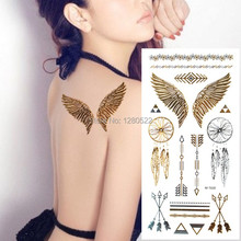 2pcs/lot Gold Silver Arrows Wing Temporary Metallic Flash Tattoo Sticker Body Art Tatuagem Women 2024 - buy cheap