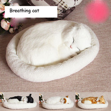Gato de simulación de felpa kawaii para niños, modelo de gato de respiración, juguete de animales, regalos creativos, decoración de coche para el hogar 2024 - compra barato
