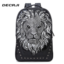 DECRJI Fashion Men Bag Pack High Quality Brand PU Leather Men Backpack Travel Waterproof 3D Animal Men's Backpacks Male Zipper 2024 - buy cheap