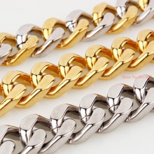 CUSTOMIZE SIZE 15mm Silver Gold Color Mens Stainless Steel Chain Necklace Wholesale Christmas gift 2024 - buy cheap