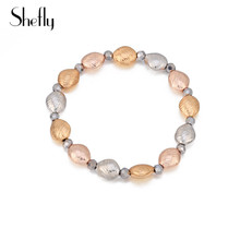 Mix Colourful Gold  Oval Beads Elastic Crystal Beaded Bracelet Protection Fashion Bracelet Jewelry For Women Girl Fashion 2024 - buy cheap