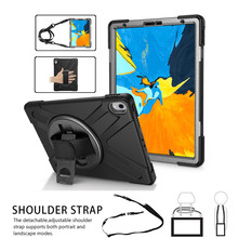 For iPad Pro 12.9 2018 Kids Safe Tablet Case Heavy Duty Shockproof Silicone+PC Kickstand Protective Case / Wrist+Shoulder Strap 2024 - compre barato