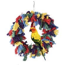 Bird Toys Snuggle Ring Toy Parrot Cotton Preening Grooming Ropes Colorful Hanging Swing for African Grey Small Cockatoos 2024 - buy cheap