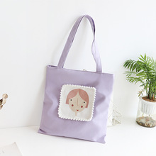 YILE Violet Blue Canvas Eco Shopping Tote Shoulder Bag Print Girl patch Applique A-187 2024 - buy cheap