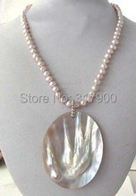Lavender Freshwater Pearl Necklace & Mother Of Pearl Pendant 2024 - buy cheap