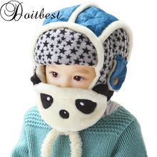 Doitbest gorros de panda de desenhos animados para inverno, gorros de pelo dentro de criança, chapéu bomber grosso para meninas e crianças 2024 - compre barato