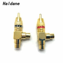 Free shipping Haldane 2 pieces Gold Plated RCA 1 Male to 2 Female Adapter AV Video Audio T Plug 3Way RCA Audio Connector 2024 - buy cheap