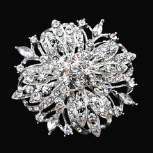 Retail  Vintage Silver Color Crystal Flower Wedding Brooch Pins Wedding Cake Big Flower Brooch 2024 - buy cheap