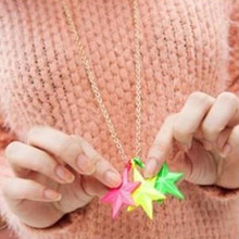 New Style Three-color Three-dimensional Fluorescent Yellow Light Green Star Pentagram Necklace Jewelry Accessories 2024 - buy cheap