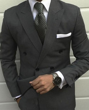 2020 Latest Smoking Dark Grey Jackets men wedding suit Prom Tuxedo Slim Fit 2 Pieces Custom Groom mens suits terno masculino 2024 - buy cheap