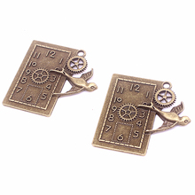 Sweet Bell 10pcs 39*39mm Antique Bronze Gear Clock birdie Charms Pendants Fit Bracelets Necklace DIY Metal Jewelry Making 5B844 2024 - buy cheap
