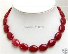 Fashion jewelry Pretty 13x18mm Red Chalcedony Flat Oval Beads Necklace Natural Stone DIY Mother's Day gifts 18" MY4327 Wholesale 2024 - buy cheap