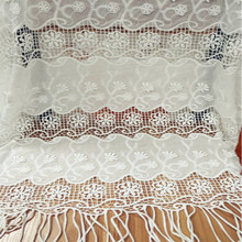 Tela de seda de leche + algodón, tejido de encaje bordado hecho a mano, accesorios de bricolaje, ancho de 127cm, 1 yarda 2024 - compra barato