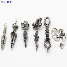SEA MEW 2 PCS Tibetan Silver Color Alloy Buddhist Vajry Pestle Pendant Charms For Jewelry Making 2024 - buy cheap