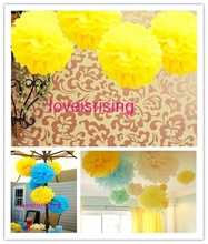 Flores amarillas hechas a mano para decoración de boda, Bola de flores de papel, pompones para decoración de boda, 10 Uds. 38cm (15 ") 2024 - compra barato