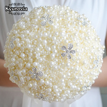 Kyunovia broche de pérolas luxuoso, buquê de noiva, casamentos, suporte de flores, contas de casamento, buquê exclusivo 2024 - compre barato