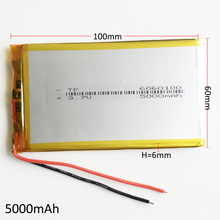 Bateria recarregável de polímero de lítio lipo, 3.7v 5000mah 6060100 para gps psp dvd pad e-book tablet pc, carregador portátil 2024 - compre barato
