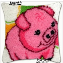 diy carpet latch hook pillow pig animal Embroidery Pillowcase cartoon cushion Needlework Crocheting Rug Kits 2024 - buy cheap