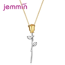 Popular Style Gold Color Chain with Rose Pendant 925 Sterling Silver for Ladies Jewelry to Attend Important Occasions 2024 - buy cheap